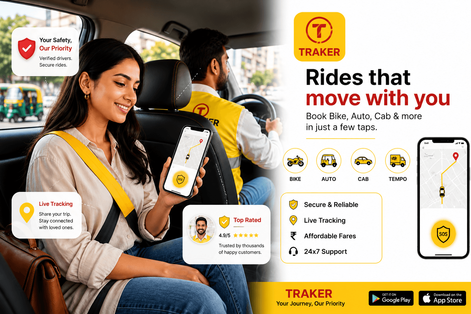 Traker Rider Traker - Book Rides, Auto, Cab and Bike | Official App